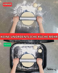 KÖNRAJ Roti-Box kuhinjska kutija za pripremu tijesta za chapati, parathu, puri i pizzu, neklizajuća, antimikrobna, hermetički zatvorena, crna 3