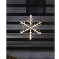 Konstsmide 4540-103 LED akrylová snehová vločka silueta – vonkajšia dekorácia (IP44), 40x40 cm, 24 teplých bielych LED diód, 6-hodinový časovač, napájanie na batérie 3