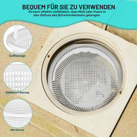 KONTONTY Kôš do skimmera 20 cm, veľký filtračný kôš do bazénového skimmera, opakovane použiteľný s rukoväťou, kompatibilný s Hayward 2, príslušenstvo na čistenie bazénov 6