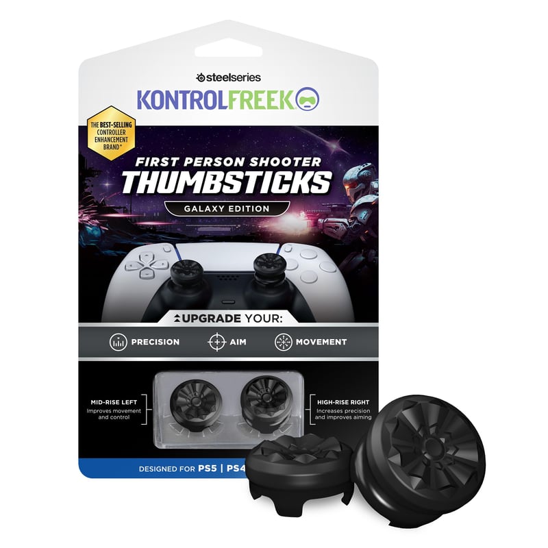Nadstavce na analógové páčky KontrolFreek FPS Freek Galaxy Black pre ovládače PS4 a PS5 – 1 vysoký a 1 stredný profil – čierne