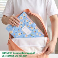 KONVINIT Zakladač na dokumenty A4, 8-dielny harmonikový priečinok, kvetinový vzor, PP obal na dokumenty so zapínaním, modrý, pre dievčatá, školský zakladač 9