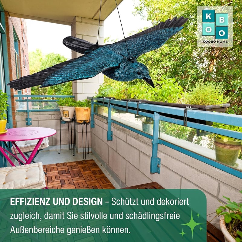 Koobo Home XXL 80 cm Madárriasztó Varjú Galamb Elriasztó Nyitott Szárnnyal Erkélyre