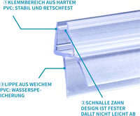 KOOBON 90 cm zuhanyzó ajtó tömítés 4-6 mm üvegajtóhoz vastag gumival 8
