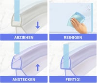KOOBON Ívelt Zuhany Tömítés 2x50cm Negyedkör Üvegajtó Tömítőszalag 6mm 5