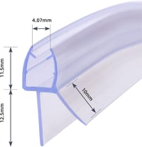KOOBON Ívelt Zuhany Tömítés 2x50cm Negyedkör Üvegajtó Tömítőszalag 6mm 2