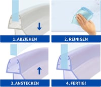 KOOBON Ívelt Zuhanykabin Tömítés 2x80cm Gumitömítés 6-8mm Üvegajtóhoz 8