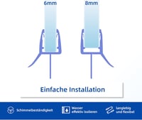 KOOBON Ívelt Zuhanykabin Tömítés 2x80cm Gumitömítés 6-8mm Üvegajtóhoz 5