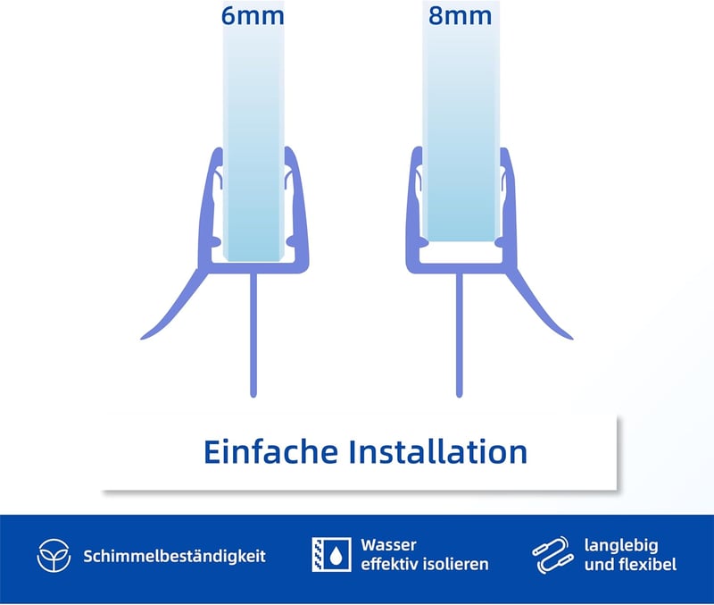KOOBON Ívelt Zuhanykabin Tömítés 2x80cm Gumitömítés 6-8mm Üvegajtóhoz