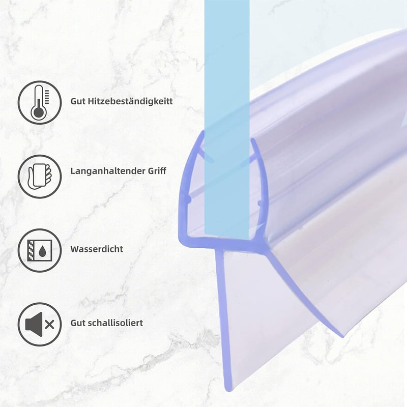 KOOBON Ívelt Zuhanyzó Tömítés 2x80cm Négyzet Ajtó Vízálló Szilikon 6mm