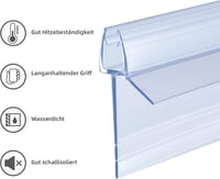 KOOBON Zuhanytömítés 2x80 cm - Víztaszító PVC Tömítőprofil 4-6 mm Vastag Üvegajtókhoz, Zuhanykabin Szigetelő Csere Alkatrész 4