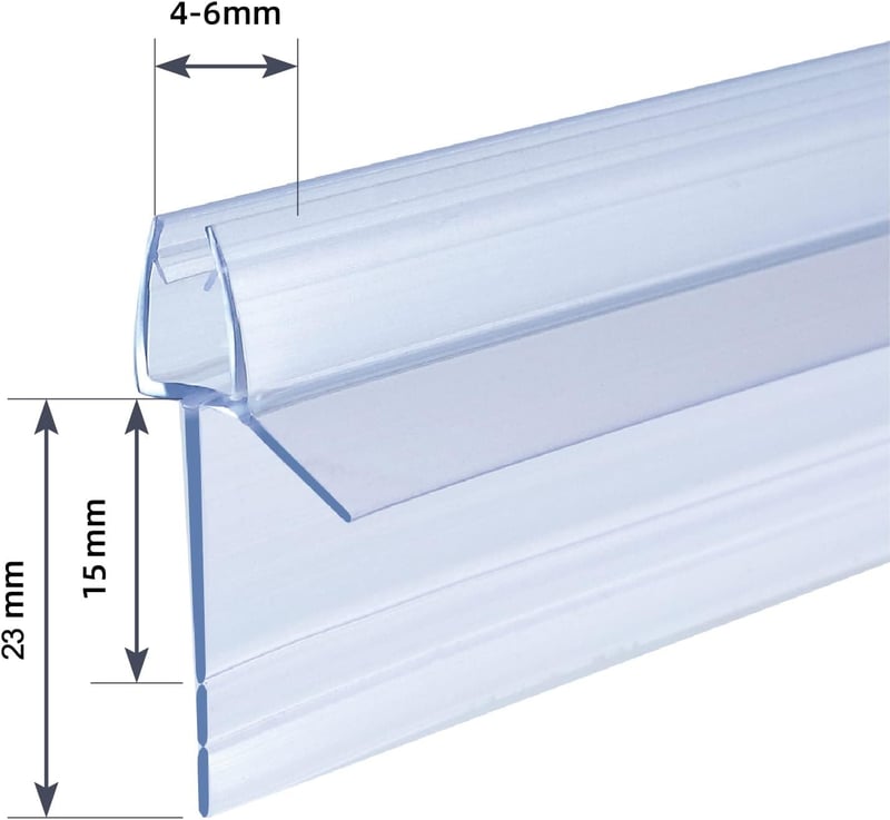 KOOBON Zuhanytömítés 2x80 cm - Víztaszító PVC Tömítőprofil 4-6 mm Vastag Üvegajtókhoz, Zuhanykabin Szigetelő Csere Alkatrész