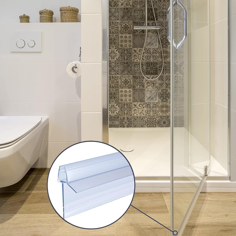 KOOBON Zuhanytömítés 2x80 cm - Víztaszító PVC Tömítőprofil 4-6 mm Vastag Üvegajtókhoz, Zuhanykabin Szigetelő Csere Alkatrész