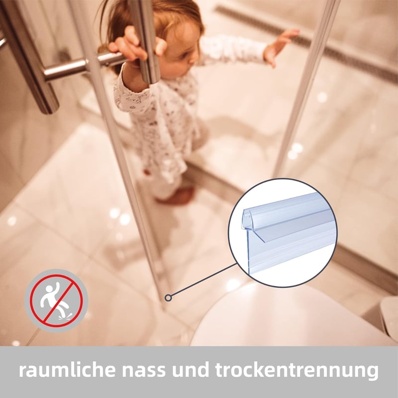 KOOBON Zuhanytömítés 2x80 cm - Víztaszító PVC Tömítőprofil 4-6 mm Vastag Üvegajtókhoz, Zuhanykabin Szigetelő Csere Alkatrész