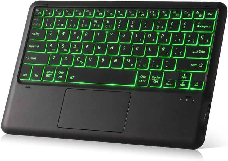 KOOCHUWAH Bluetooth Billentyűzet Touchpad Egérrel, LED Háttérvilágítás, 11 Szín, QWERTY