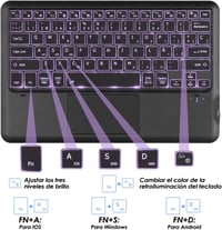 KOOCHUWAH Bluetooth Billentyűzet Touchpad Egérrel, LED Háttérvilágítás, 11 Szín, QWERTY 5