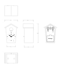 Dizajnové kukučkové hodiny KOOKOO BirdHouse Mini v bielej farbe s hlasmi 12 spevavých vtákov alebo zvukom kukučky, moderné malé nástenné hodiny 5