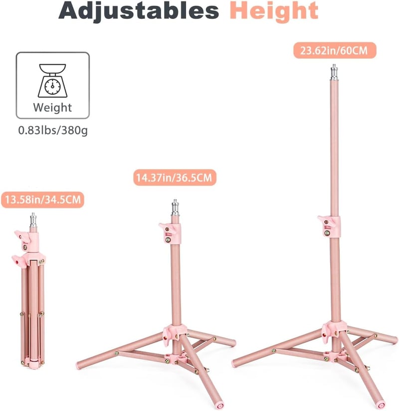 Koolehaoda 60 cm-es Mobil Állvány 360° Gömbfejjel és 26 cm Flexibilis Nyakkal - Alumínium Tripod Videó Lámpához, Körlámpa és Telefontartó - 