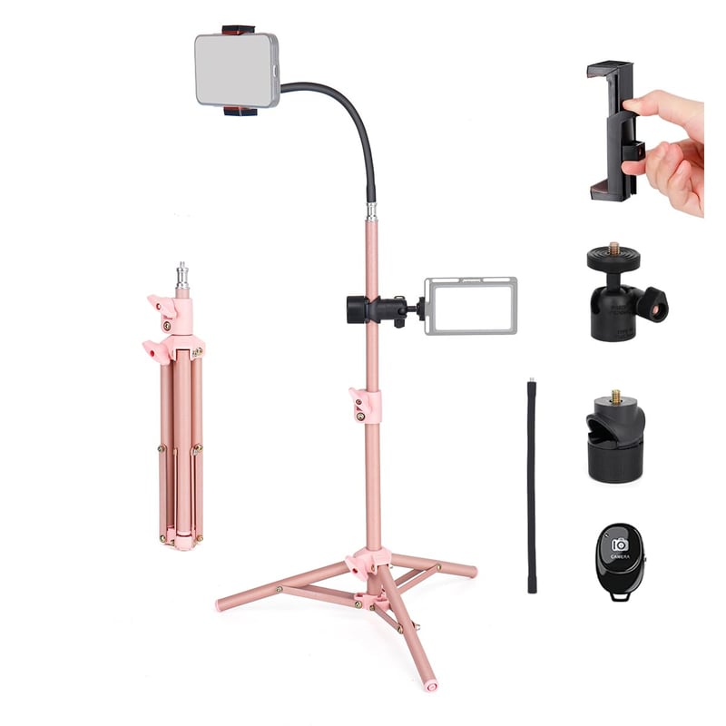 Koolehaoda 60 cm Mobilni stalak s kuglastom glavom 360° i fleksibilnim vratom 26 cm - Aluminijski tripod za video svjetlo, ring svjetlo i držač za telefon -