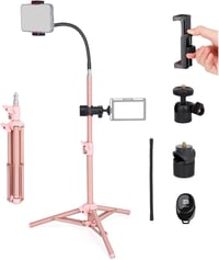 Koolehaoda 60 cm-es Mobil Állvány 360° Gömbfejjel és 26 cm Flexibilis Nyakkal - Alumínium Tripod Videó Lámpához, Körlámpa és Telefontartó -  1
