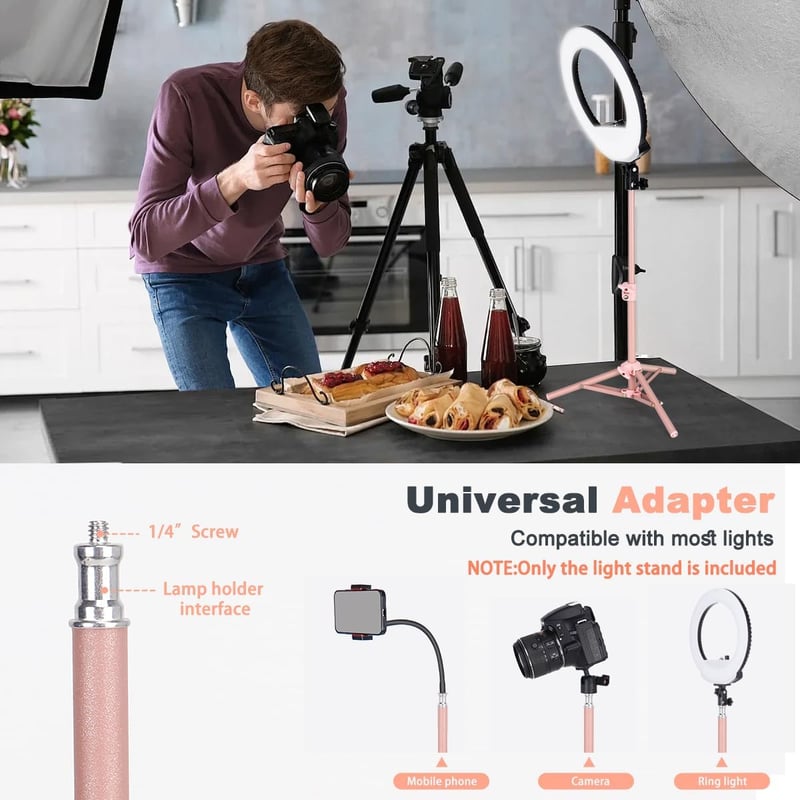 Koolehaoda 60 cm-es Mobil Állvány 360° Gömbfejjel és 26 cm Flexibilis Nyakkal - Alumínium Tripod Videó Lámpához, Körlámpa és Telefontartó - 
