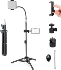 koolehaoda 60cm Mini Asztali Fényállvány Telefontartóval Fotózáshoz és Élő Közvetítéshez - black 1