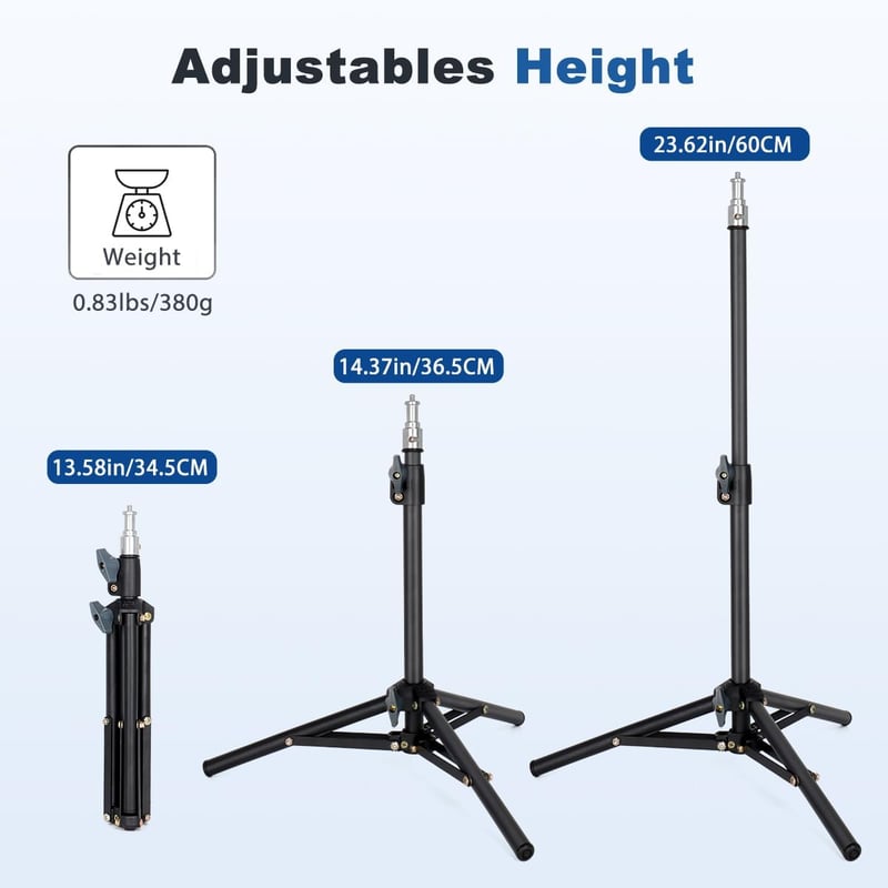 koolehaoda 60cm Mini Asztali Fényállvány Telefontartóval Fotózáshoz és Élő Közvetítéshez - black