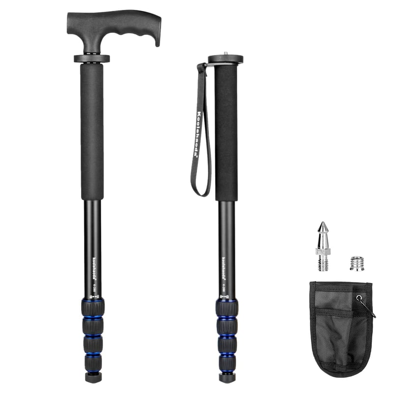 Hliníkový monopod na fotoaparát Koolehaoda K-288 s rúčkou v štýle turistickej palice, 171 cm