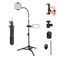 koolehaoda mini stolni stalak za rasvjetu s držačem telefona - crni - 60 cm 1