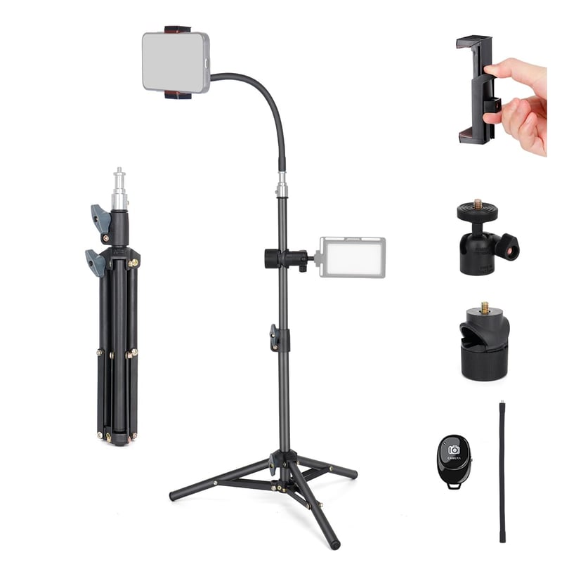 koolehaoda mini stolni stalak za rasvjetu s držačem telefona - crni - 60 cm