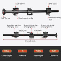 Braț orizontal pentru trepied cameră Koolehaoda, ax extensibil de 60 cm pentru macrofotografie 3