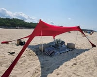KooMover Strandárnyékoló Sátor 4-5 Személyes, Vízálló Poliészter, Napvédő Napellenző, Könnyű Hordozható Strand Menedék, Piros 6