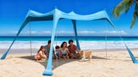 KooMover šator za plažu, suncobran 3x3m - Vodootporan, lagan, XL veličine, zaštita od sunca s aluminijskim okvirom - Plavi paviljon za plažu 1