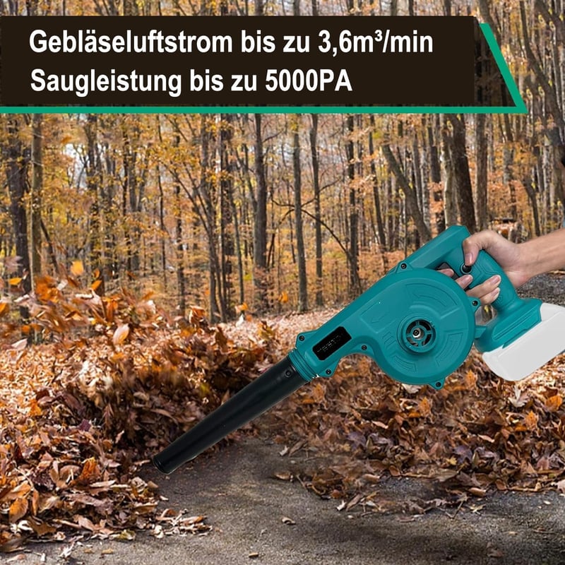 KOONLONG Akkumulátoros Lombfúvó és Porszívó Makita 18V Kompatibilis - Vezeték Nélküli Kerti Fúvó Levelekhez, Autó és Sarok Tisztításhoz