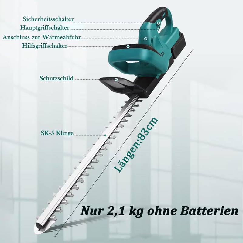 KOONLONG Akkumulátoros Sövényvágó Makita 18V Akkuhoz, 51cm Vágóhossz, 20mm Fogköz, Ergonomikus Fogantyú, Biztonsági Védelem