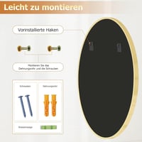 Koonmi 80 cm Kerek Arany Fali Tükör Alumínium Kerettel - Fürdőszobába, Nappaliba, Hálószobába, Előszobába, Modern Dekoráció 6