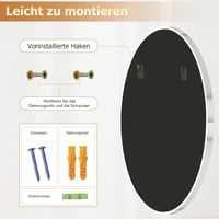 Oglindă rotundă de perete Koonmi 70 cm cu ramă metalică argintie pentru baie, sufragerie, dormitor 7