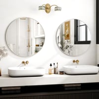 Oglindă rotundă de perete Koonmi 70 cm cu ramă metalică argintie pentru baie, sufragerie, dormitor 5
