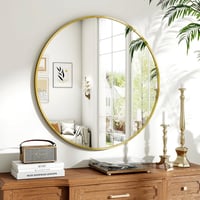 Koonmi 80 cm Kerek Arany Fali Tükör Alumínium Kerettel - Fürdőszobába, Nappaliba, Hálószobába, Előszobába, Modern Dekoráció 2