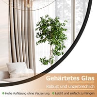 Koonmi 80 cm Kerek Fekete Tükör Alumínium Kerettel - Fürdőszobába, Nappaliba, Hálószobába, Előszobába - Fali Dekoráció 5