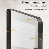 Koonmi Álló Tükör 163x53 cm - Fekete Alumínium Kerettel, Kerekített Sarkokkal, Nano Üveggel, Falra Szerelhető Teljes Alakos Tükör Hálószobáb 3