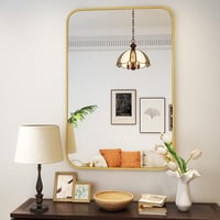 Koonmi Arany Falitükör 75x122 cm - Alumínium Kerettel, Lekerekített Sarkokkal, HD Nano Üveg, Fürdőszobai Tükör, Vízszintesen vagy Függőleges 5
