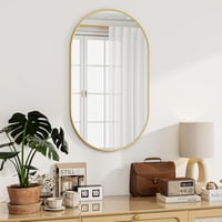 Koonmi Arany Ovális Fürdőszobai Tükör 56x96 cm - Edzett Üveg Fali Tükör Alumínium Kerettel, Torzításmentes, Függőleges/Vízszintes Akasztássa 1