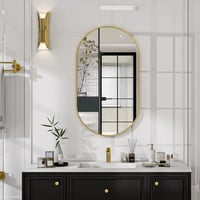 Koonmi Arany Ovális Fürdőszobai Tükör 56x96 cm - Edzett Üveg Fali Tükör Alumínium Kerettel, Torzításmentes, Függőleges/Vízszintes Akasztássa 4