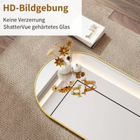 Koonmi Arany Ovális Fürdőszobai Tükör 56x96 cm - Edzett Üveg Fali Tükör Alumínium Kerettel, Torzításmentes, Függőleges/Vízszintes Akasztássa 2