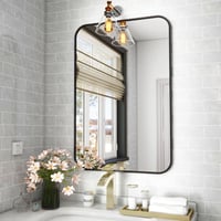 Koonmi Fekete Fürdőszobai Tükör 75x122 cm - Alumínium Kerettel, Lekerekített Sarkokkal, HD Nano Üveg, Függőleges/Vízszintes Falra Szerelhető 6