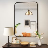 Koonmi Fekete Fürdőszobai Tükör 75x122 cm - Alumínium Kerettel, Lekerekített Sarkokkal, HD Nano Üveg, Függőleges/Vízszintes Falra Szerelhető 5