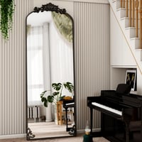 Koonmi Oblé celoplošné zrkadlo 52x161 cm s čiernym vintage rámom, stojace nástenné zrkadlo na celú postavu 2