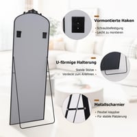 Koonmi Oblé celoplošné zrkadlo 52x161 cm s čiernym vintage rámom, stojace nástenné zrkadlo na celú postavu 7