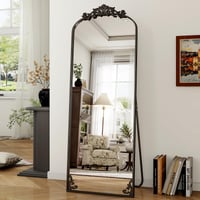 Koonmi Oblé celoplošné zrkadlo 52x161 cm s čiernym vintage rámom, stojace nástenné zrkadlo na celú postavu 3