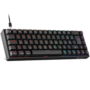 KOORUI 60% mehanička gamerska tipkovnica, QWERTZ, crveni switchevi - crna